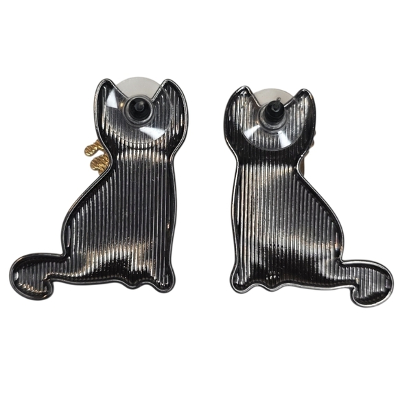 Cat Skeleton Earrings With Hanging Fish Charms Goth Fashion Jewelry Accessories - Picture 3 of 4